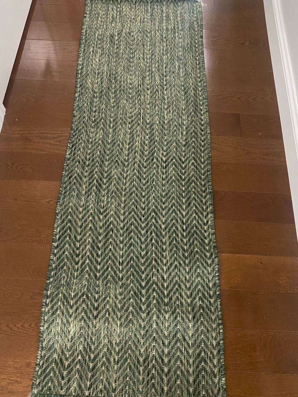 New Nourison Home Green Chevron Runner Rug indoor/outdoor 2’x6’